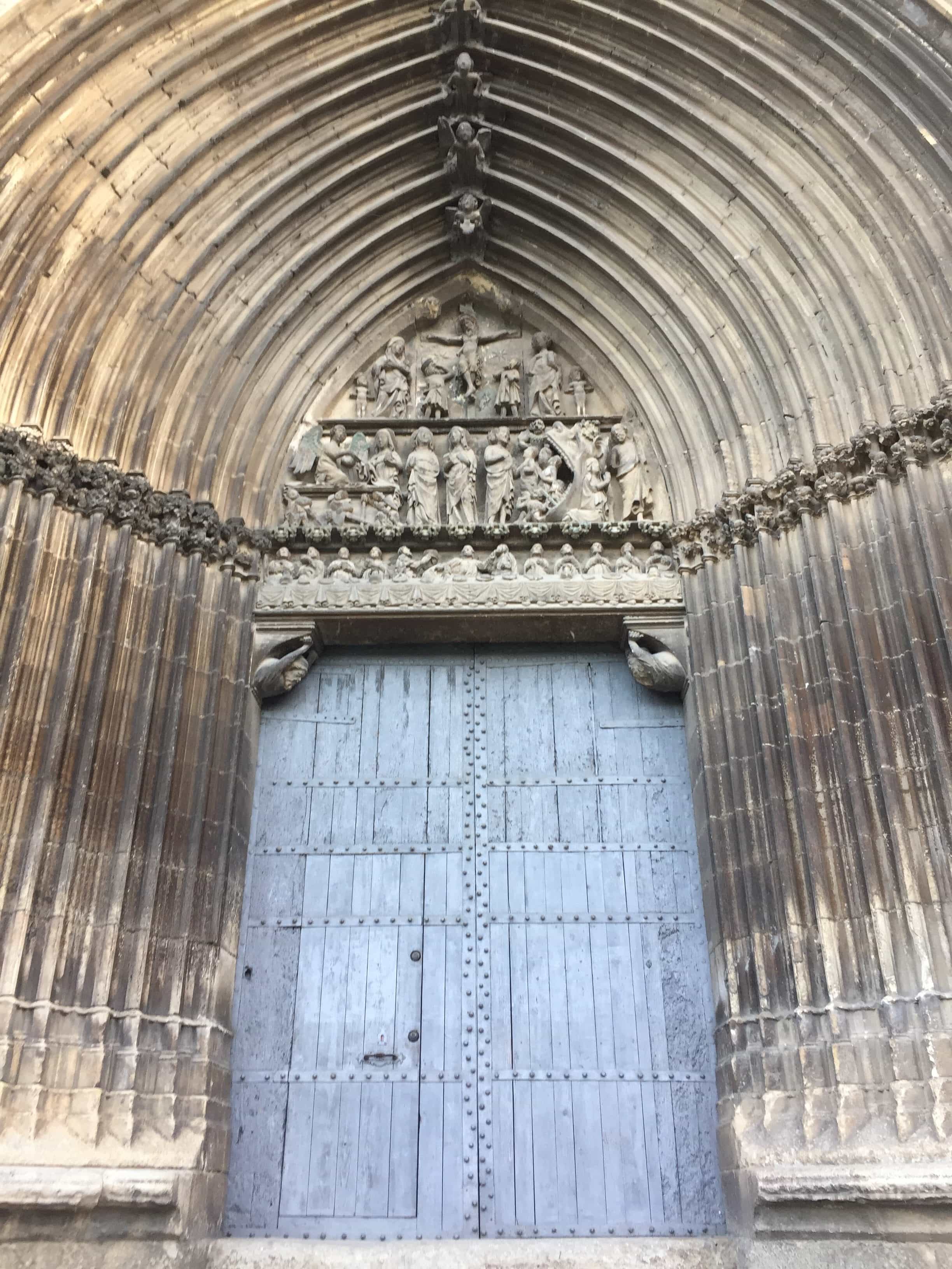 Door of the church in Estella
