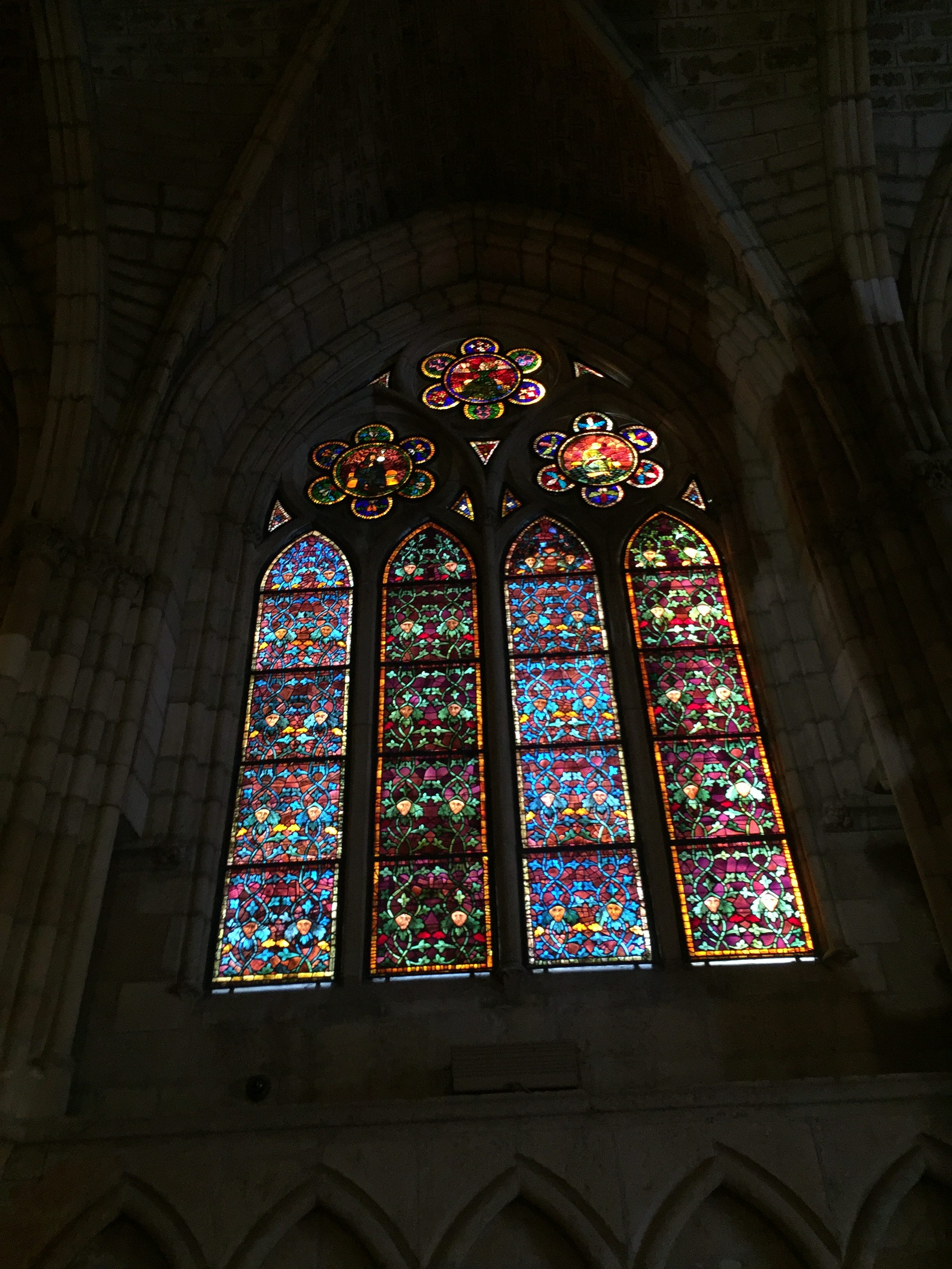 Stained glass windows inside cathedral