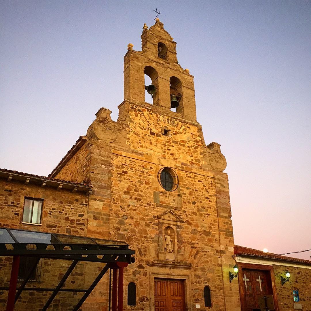 Sunset on a church across the street from my albergue