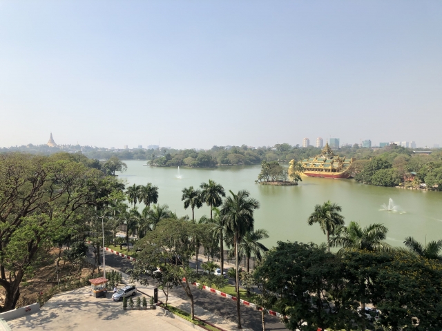Views over the lake in Yangon