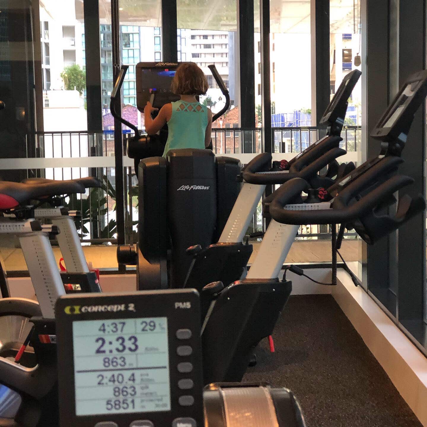 Working out at the fancy hotel